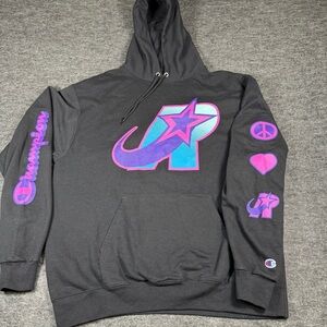 Champion Hoodie with Vibrant Peace/Love